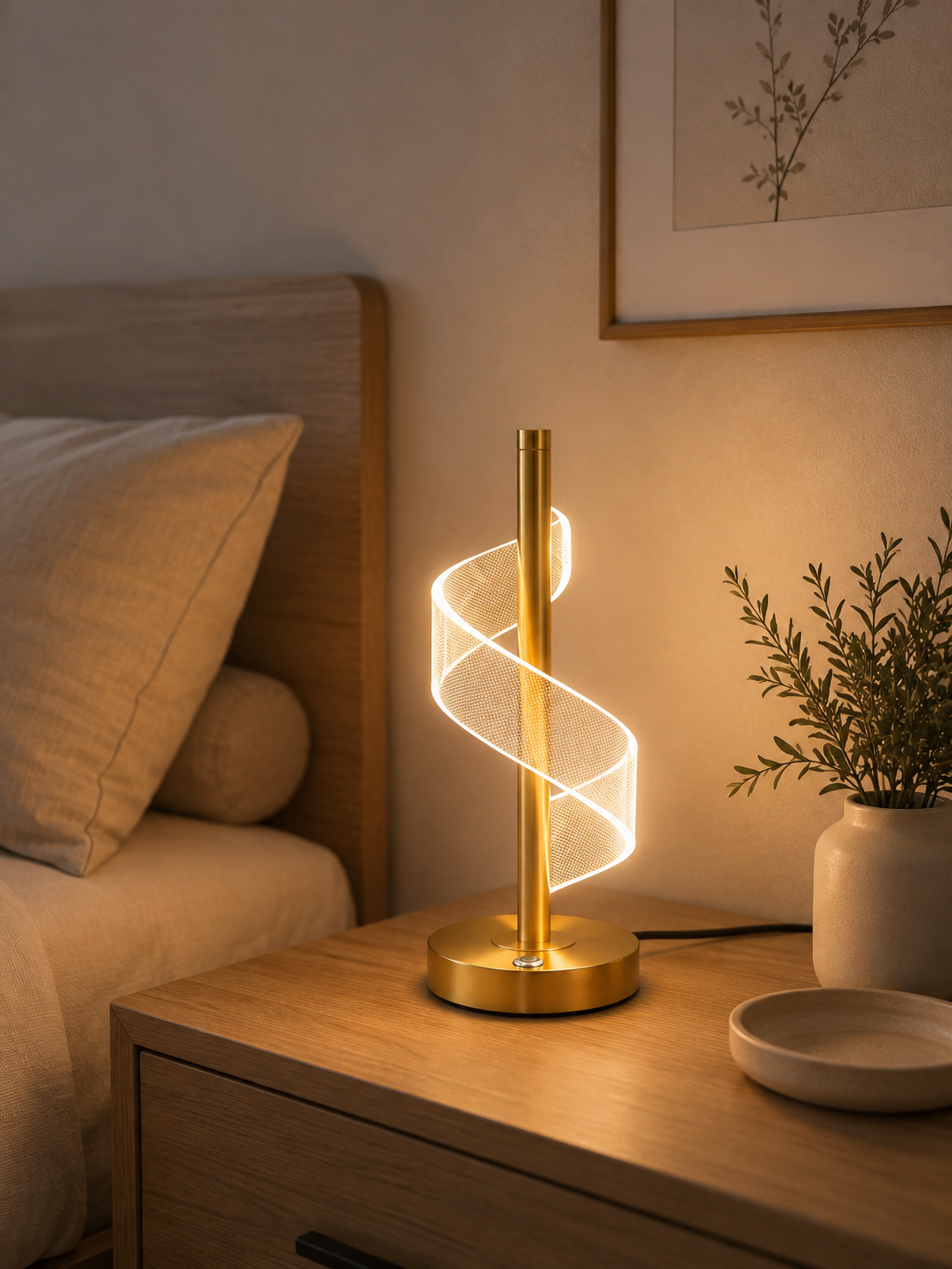 Modern Spiral LED Table Lamp | Minimalist Dimmable Bedside Light for Home & Office