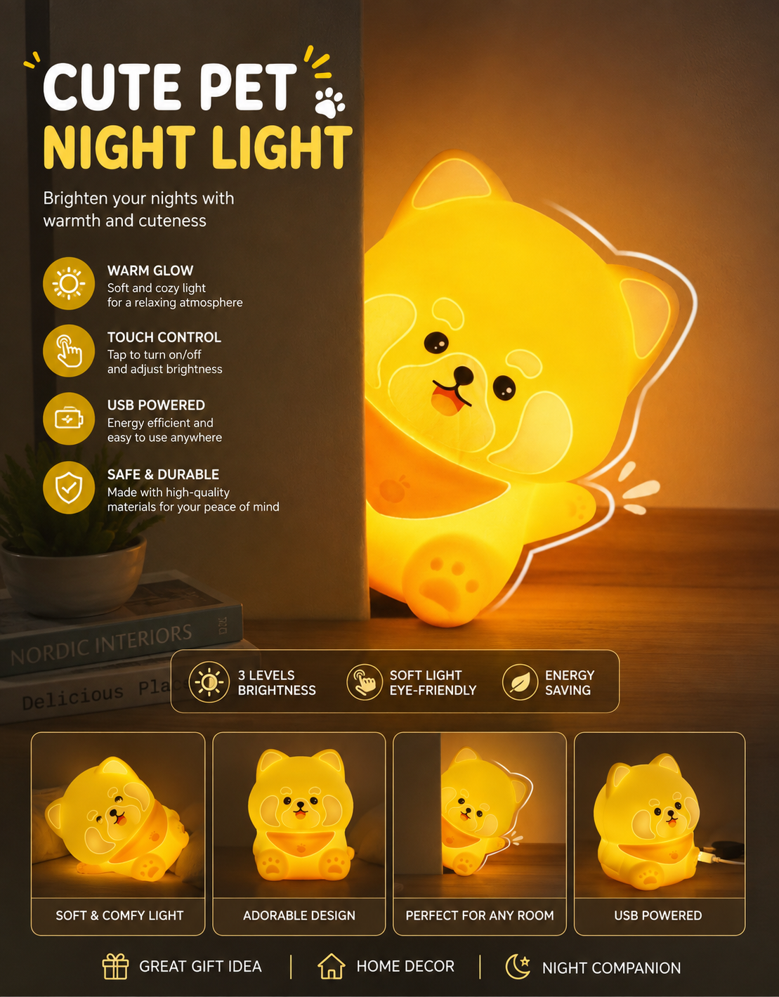 Red Panda Bedside Lamp