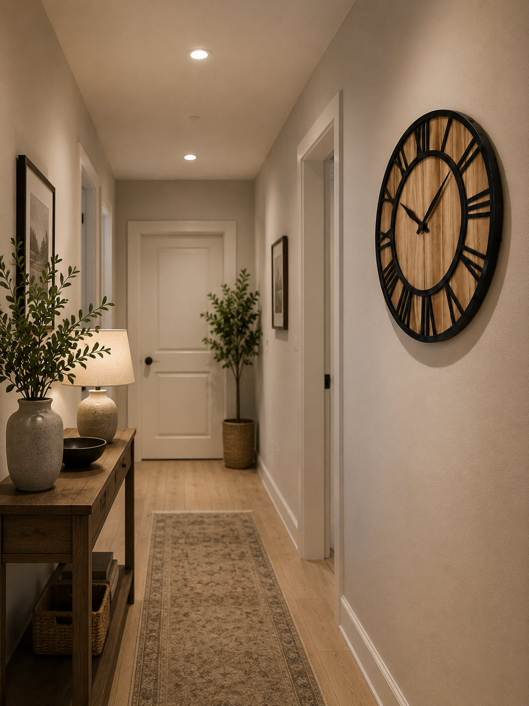 Large Rustic Wood Wall Clock – Roman Numeral Home Decor
