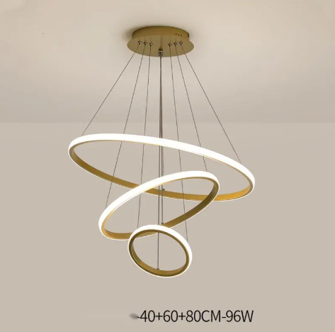 Modern LED Ring Chandelier – Dimmable Smart Ceiling Light with Remote Control