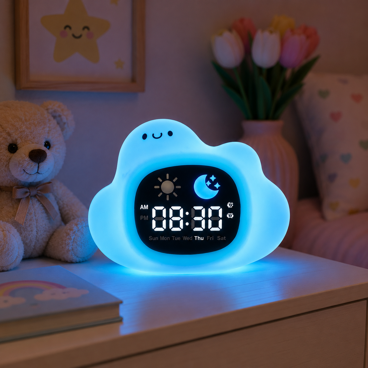 Cute LED Alarm Clock Night Light