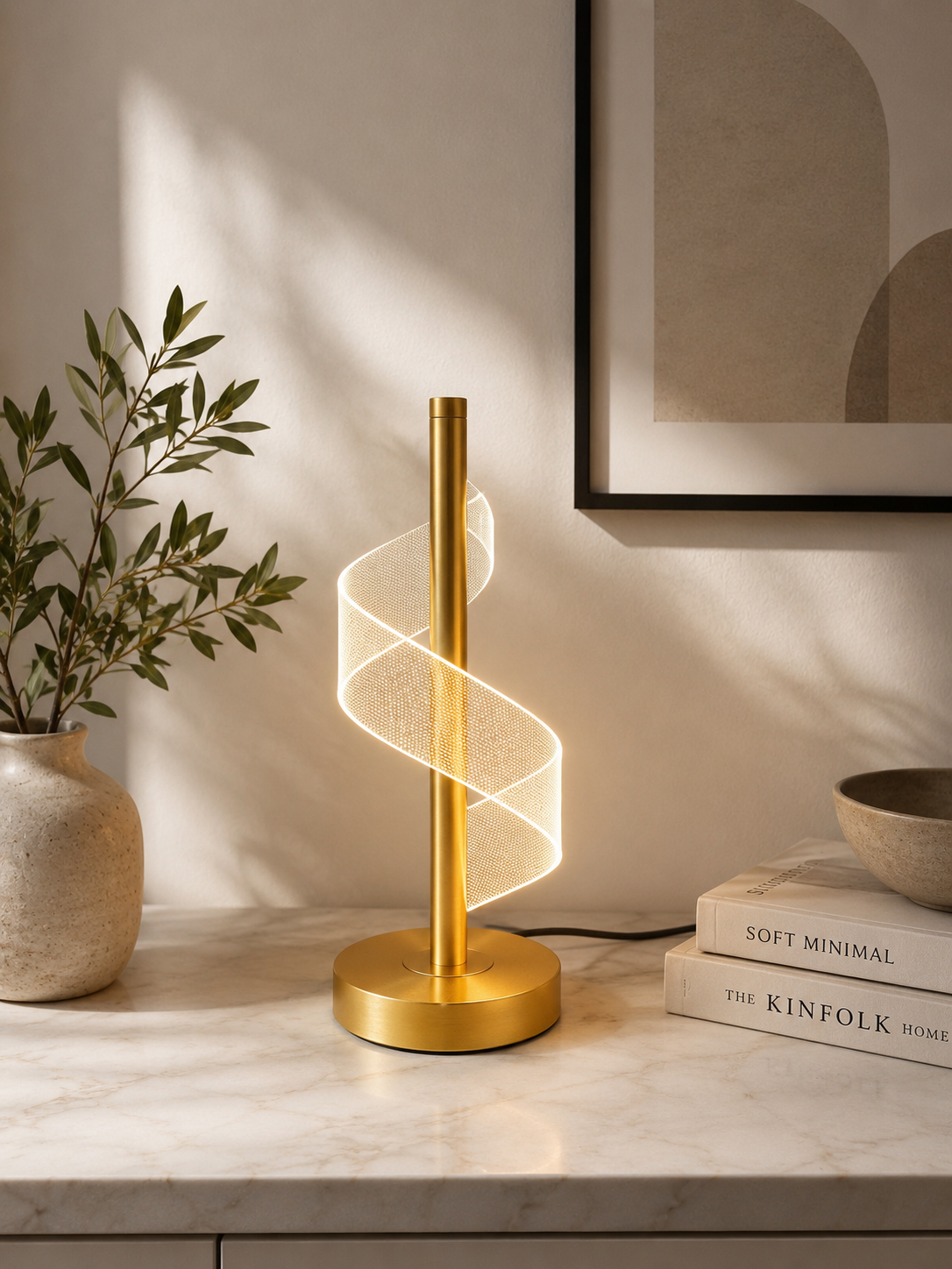 Modern Spiral LED Table Lamp | Minimalist Dimmable Bedside Light for Home & Office
