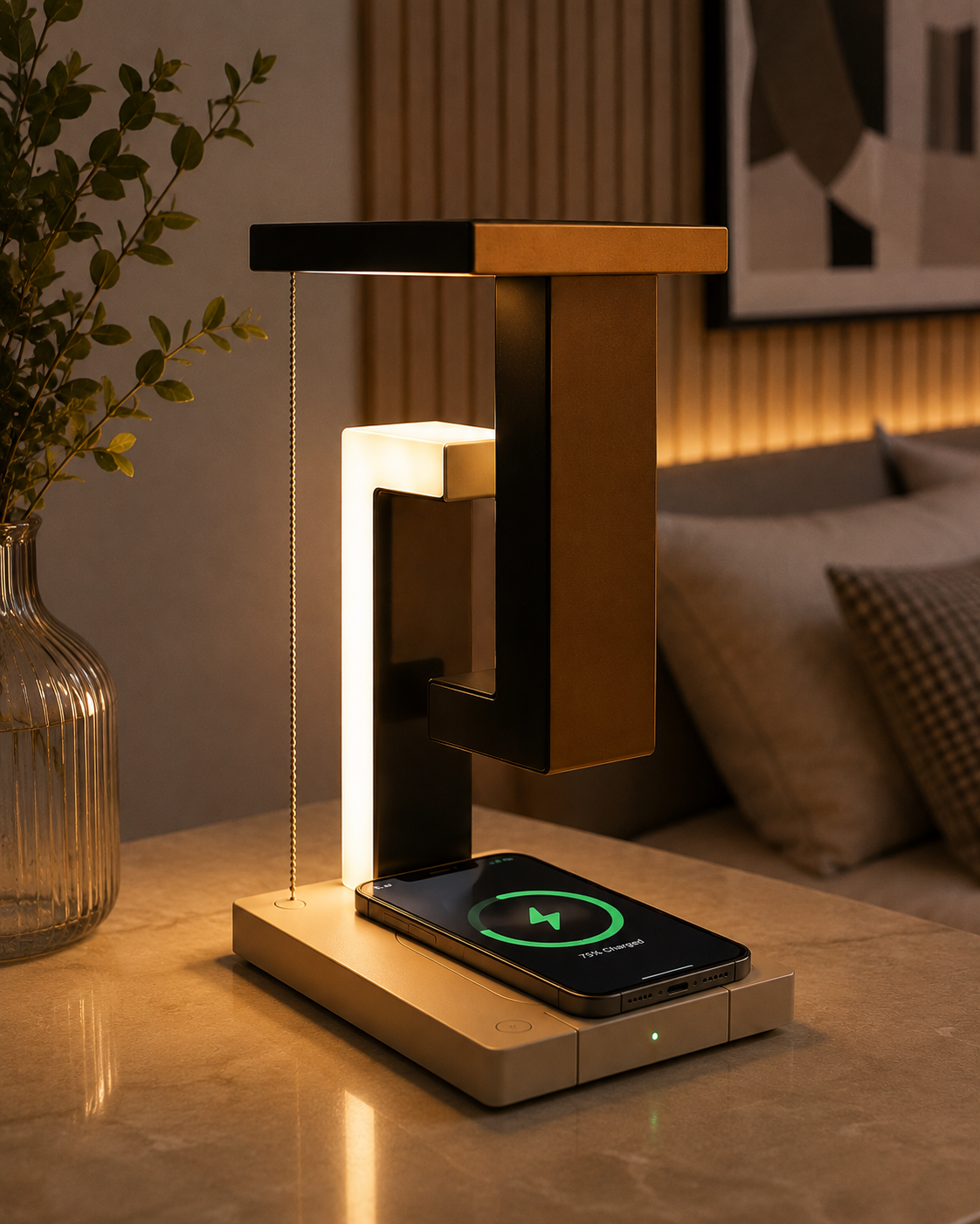 Modern Geometric LED Table Lamp with Touch Control | Stylish Bedside & Desk Light