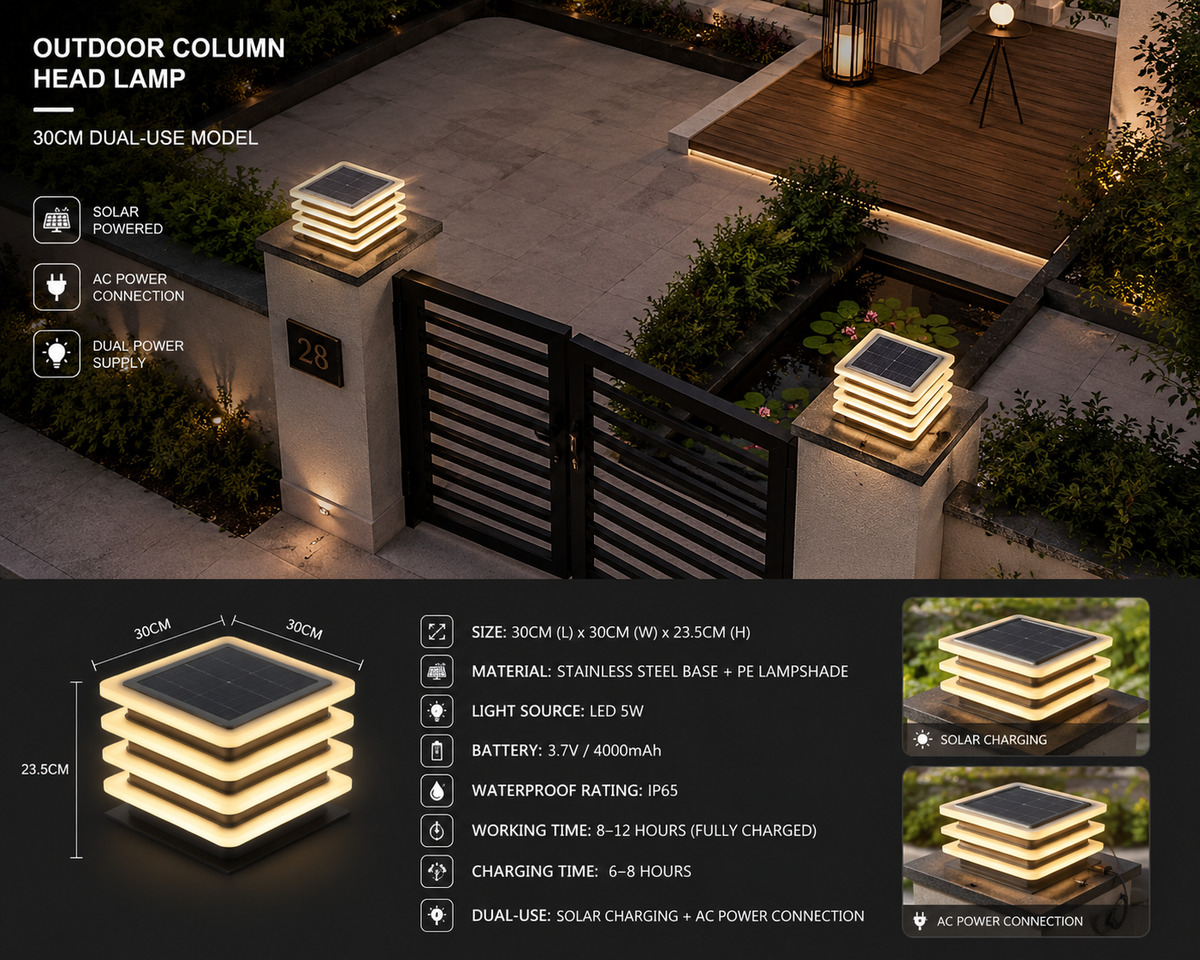 Modern Solar LED Outdoor Pillar Light