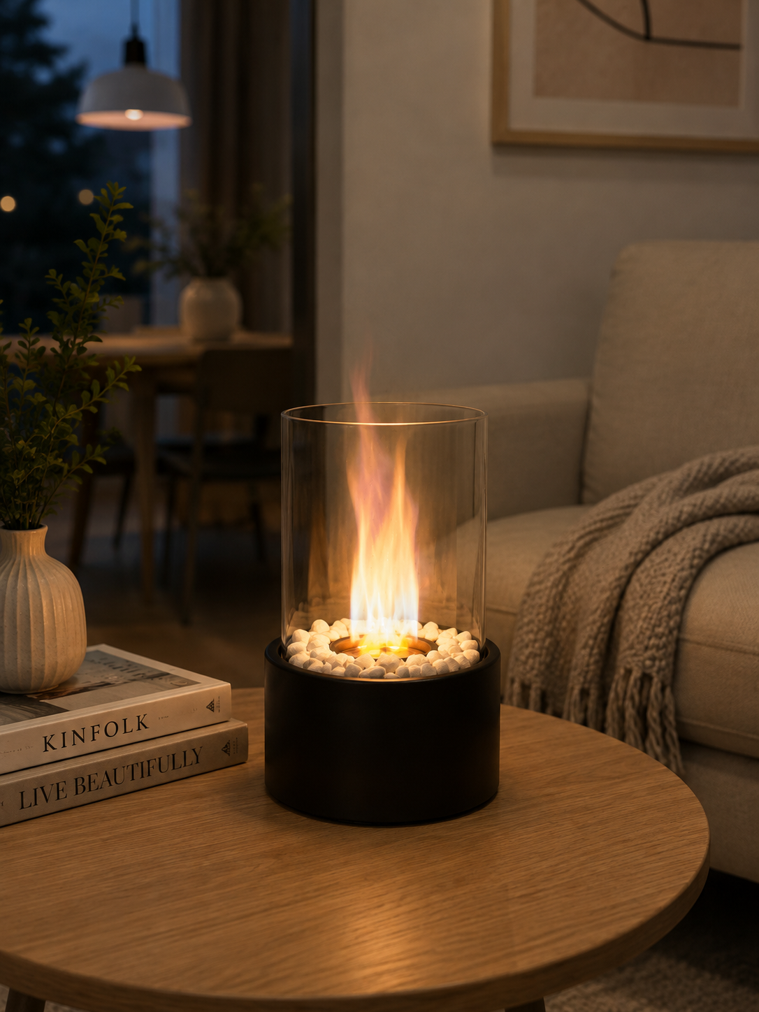 Portable Fireplace Flame LED Table Lamp | Modern Ambient Night Light for Home Décor