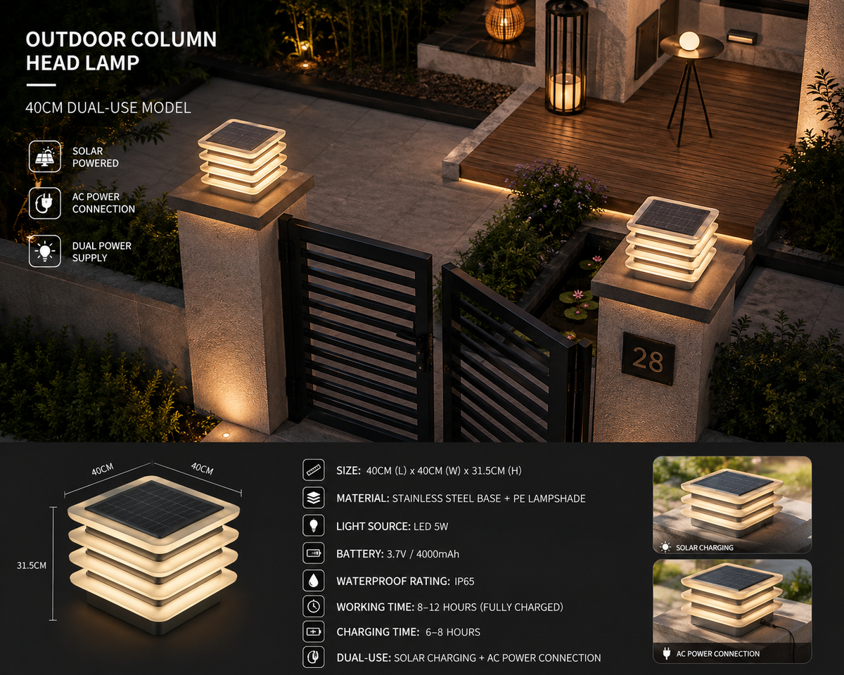 Modern Solar LED Outdoor Pillar Light