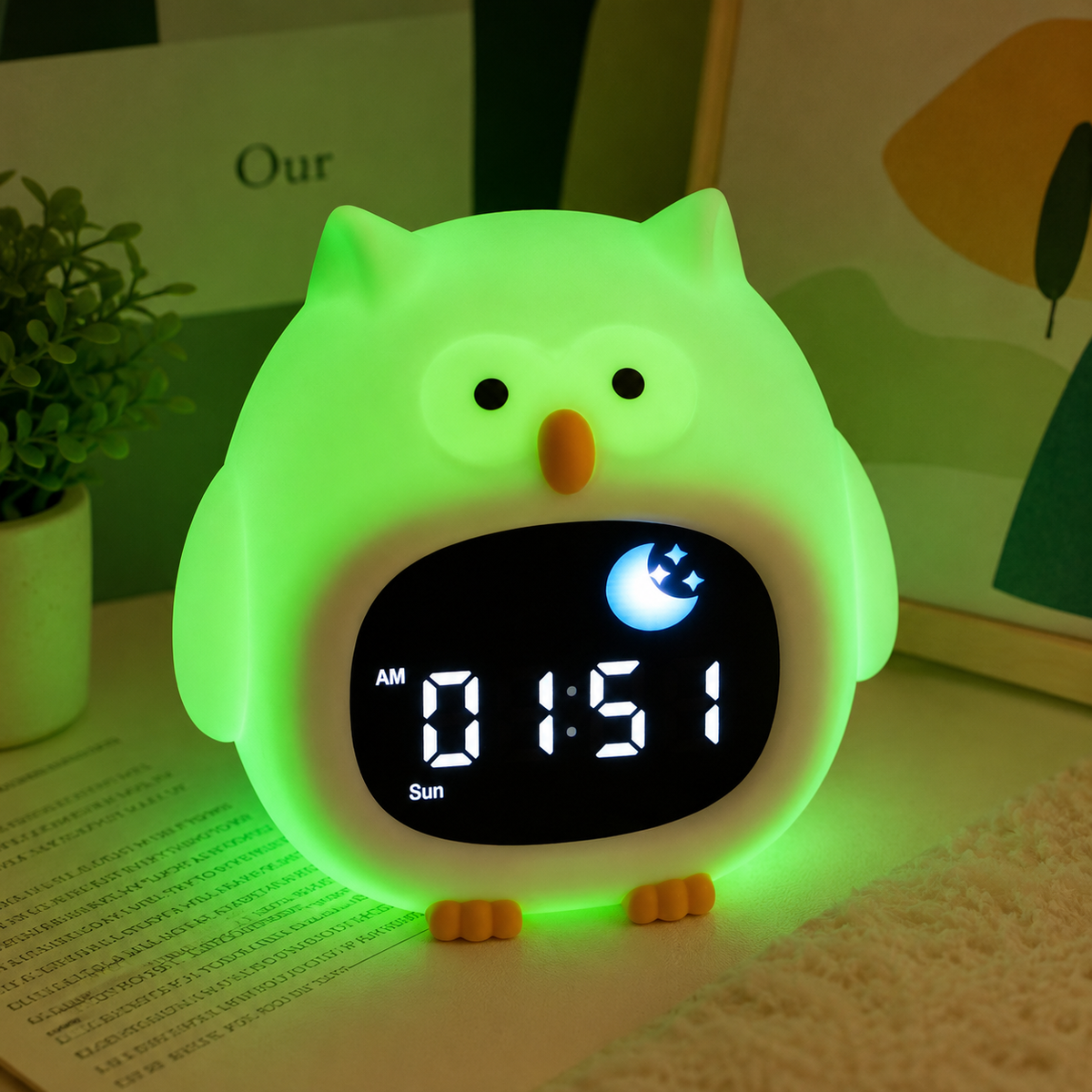Cute LED Alarm Clock Night Light