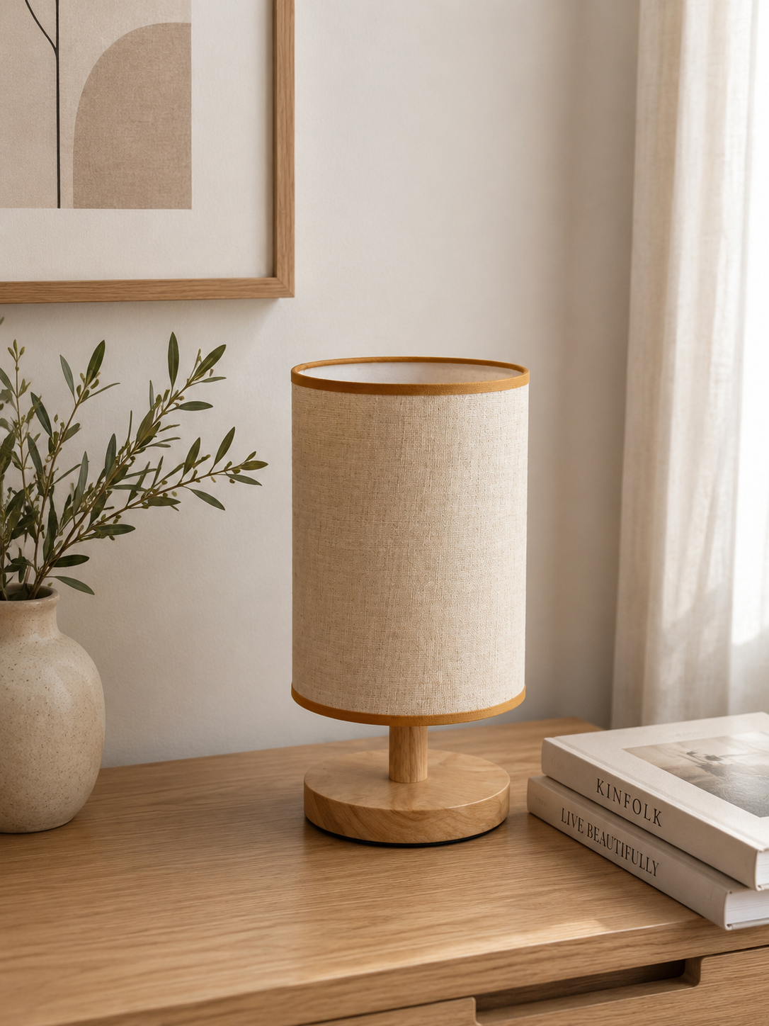 Nordic Linen Table Lamp | Modern Dimmable LED Bedside Lamp for Bedroom & Living Room