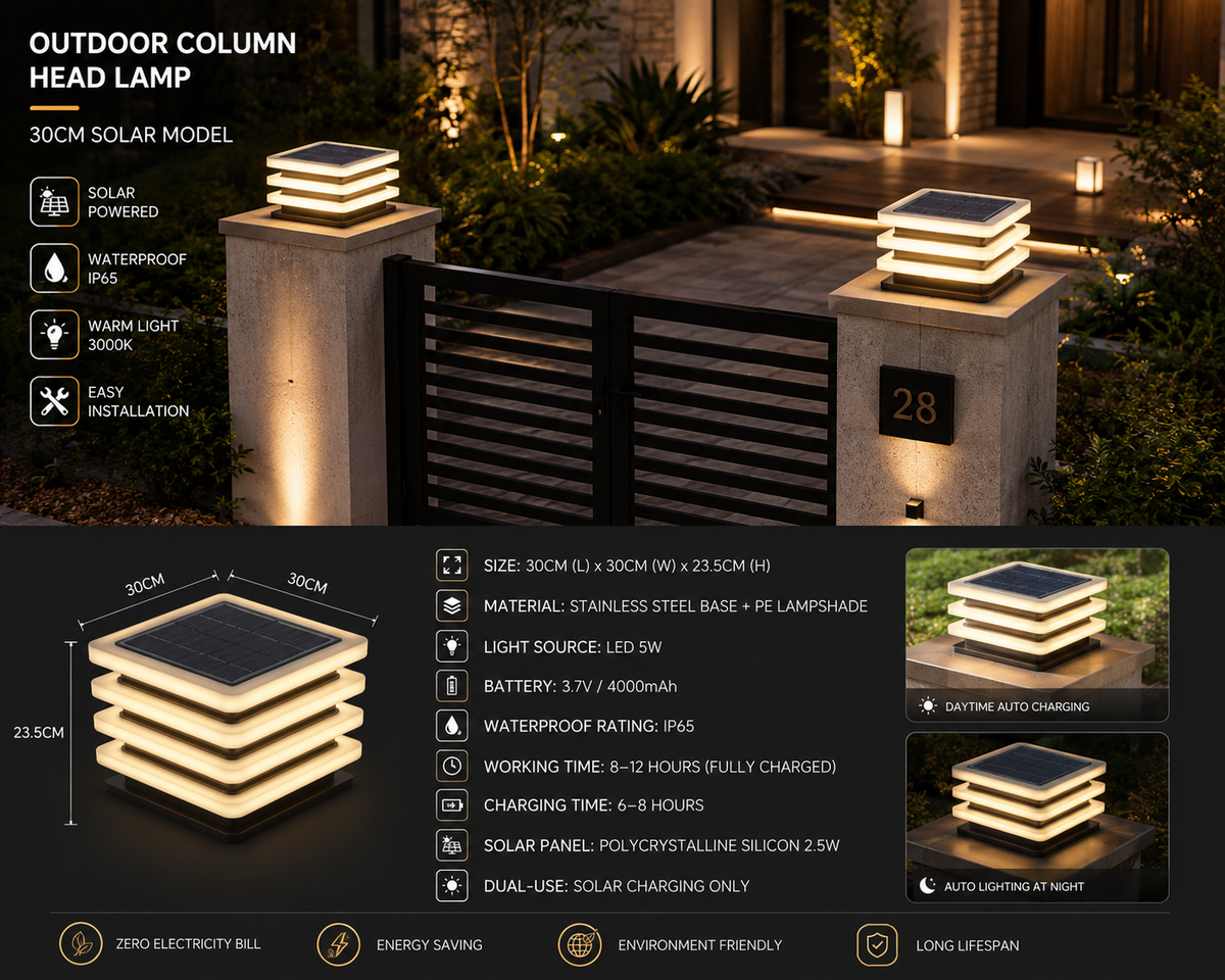 Modern Solar LED Outdoor Pillar Light