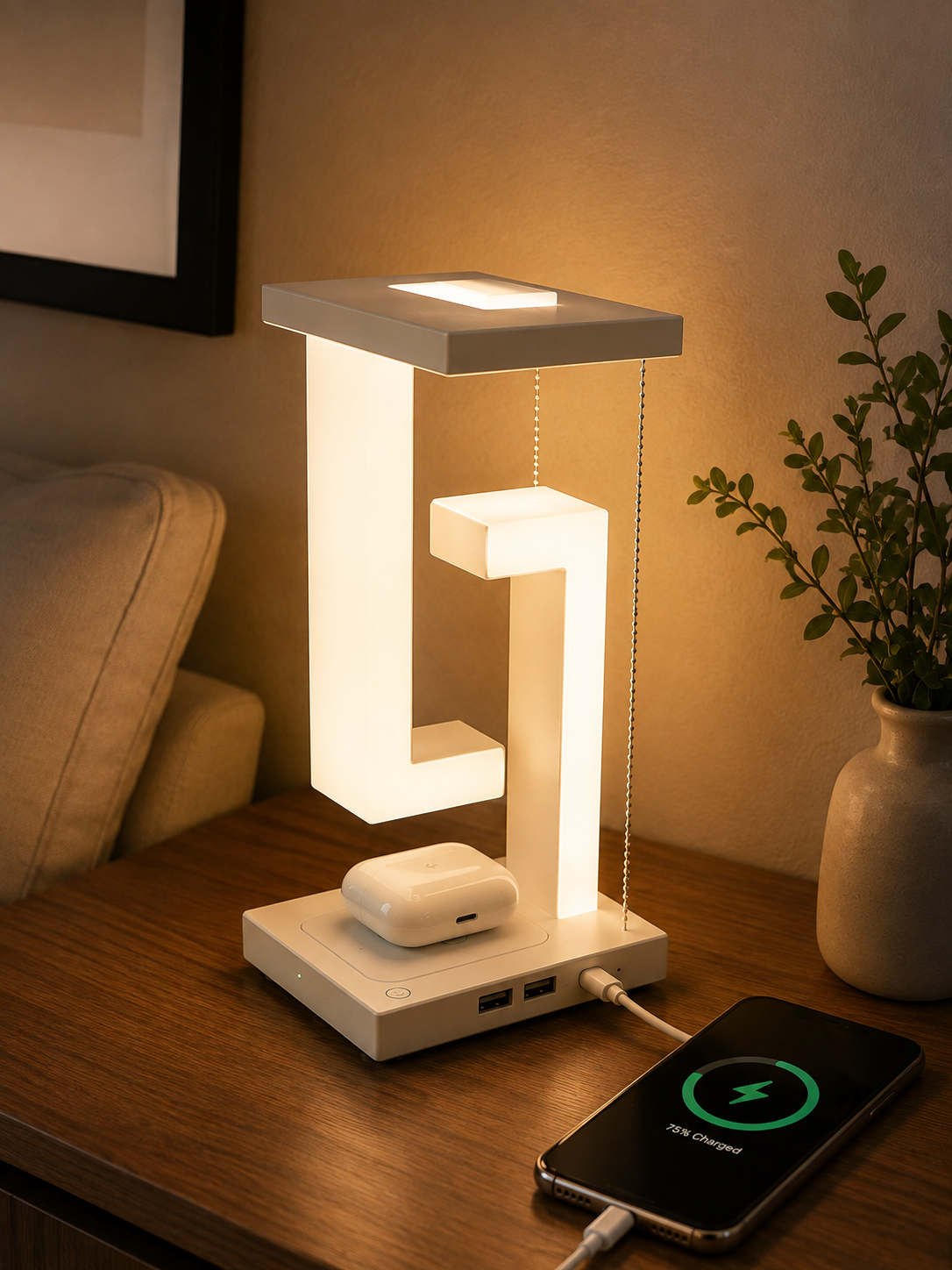 Modern Geometric LED Table Lamp with Touch Control | Stylish Bedside & Desk Light