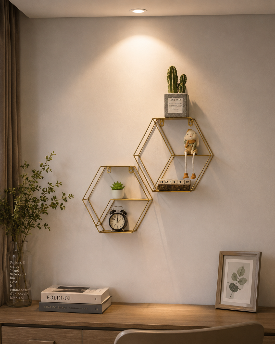 HexaFrame Modern Geometric Wall Shelf