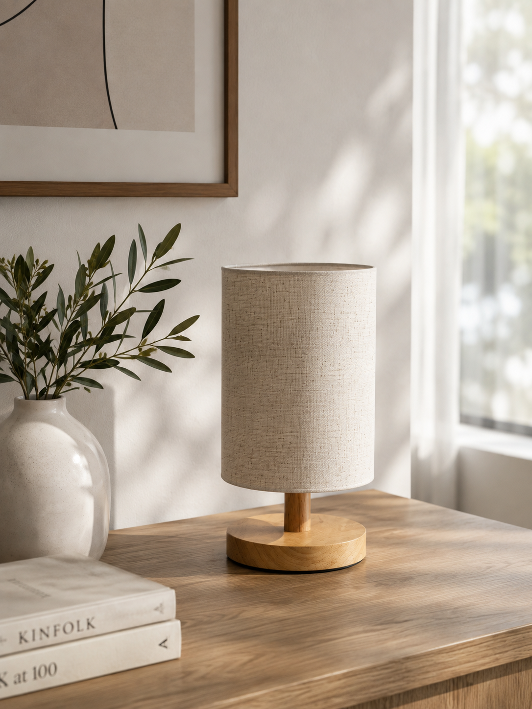 Nordic Linen Table Lamp | Modern Dimmable LED Bedside Lamp for Bedroom & Living Room