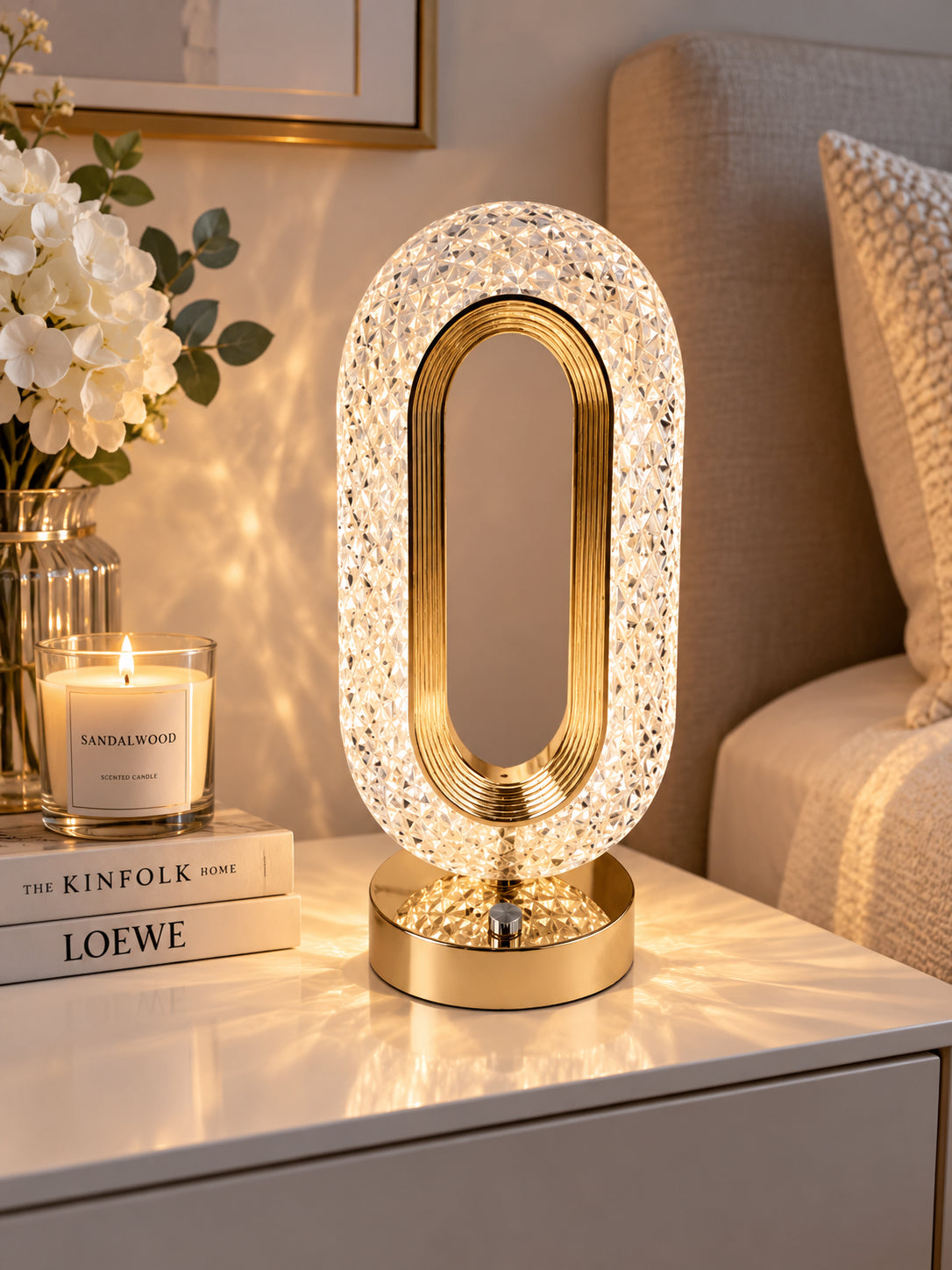 Crystal Touch LED Table Lamp – Modern Dimmable Bedside Light