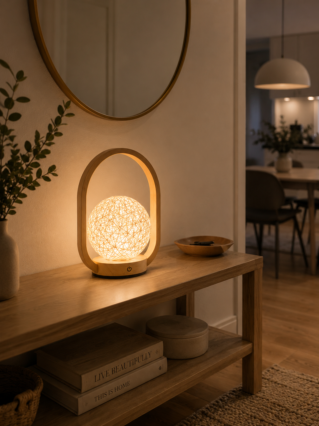 Modern Rattan LED Table Lamp | Dimmable Rechargeable Bedside & Ambient Light