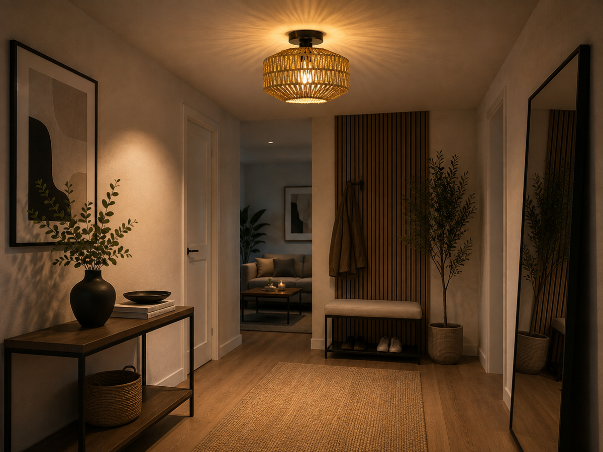 Modern Rattan Flush Mount Ceiling Light
