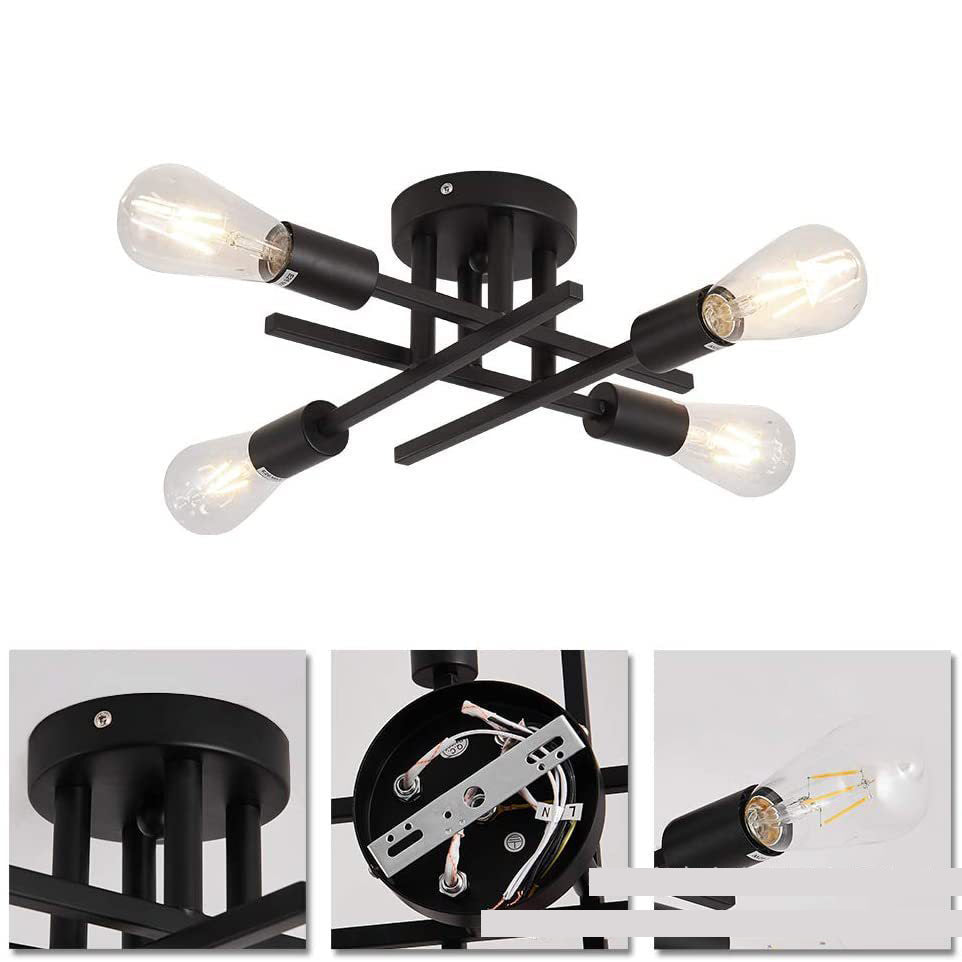 Vintage Black Iron Ceiling Light