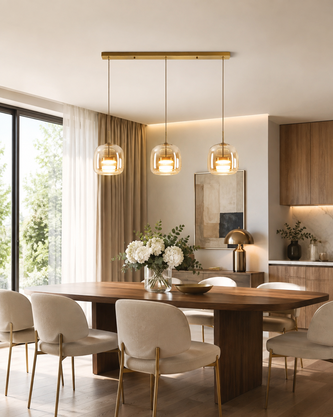 Modern Glass Trio Pendant Light