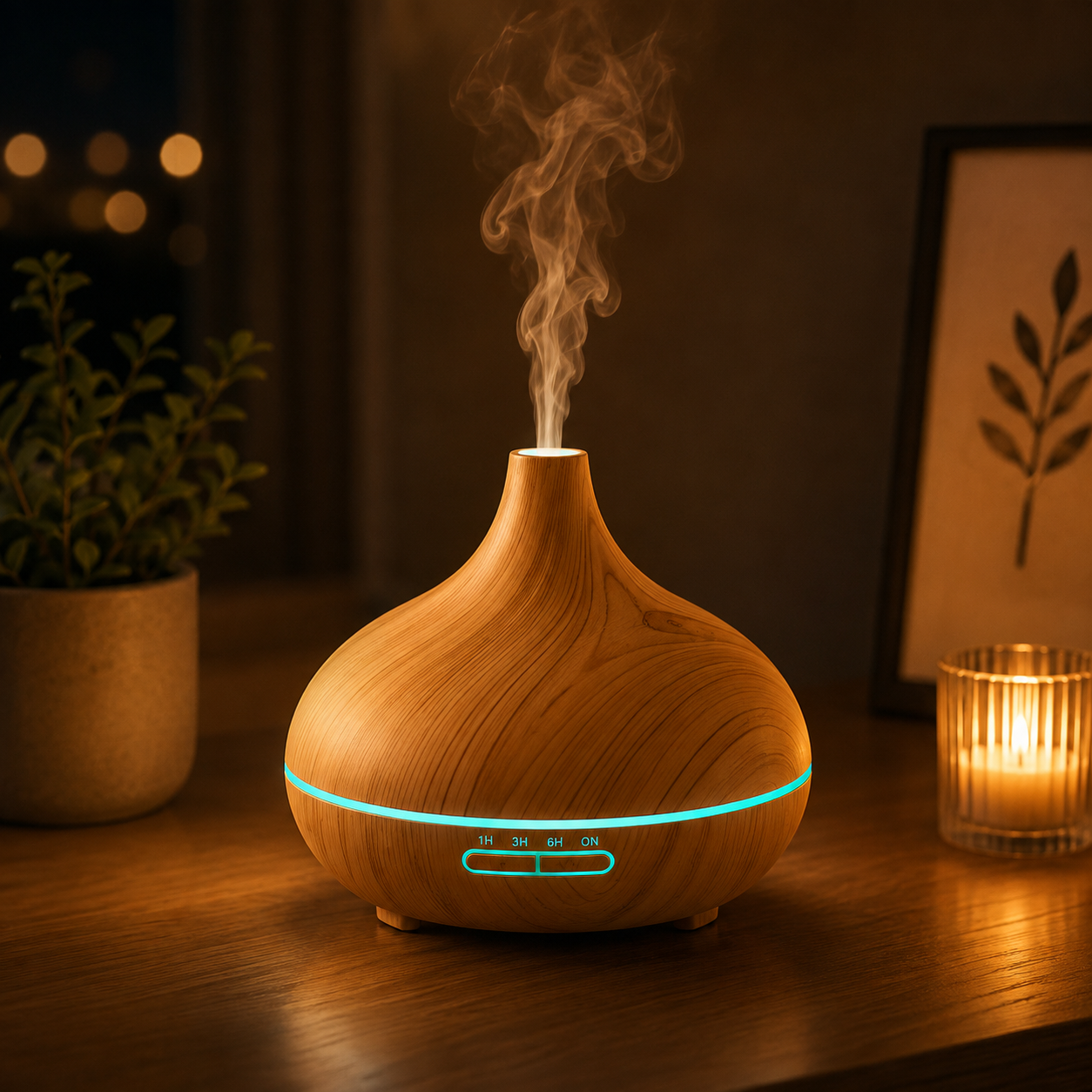 AromaGlow Wood Grain Lamp