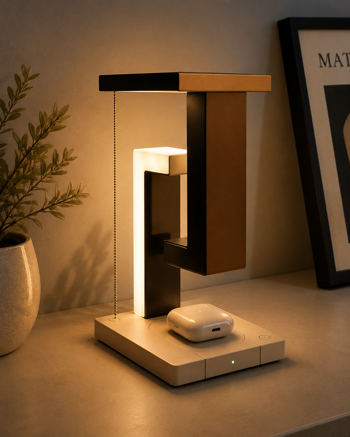 Modern Geometric LED Table Lamp with Touch Control | Stylish Bedside & Desk Light