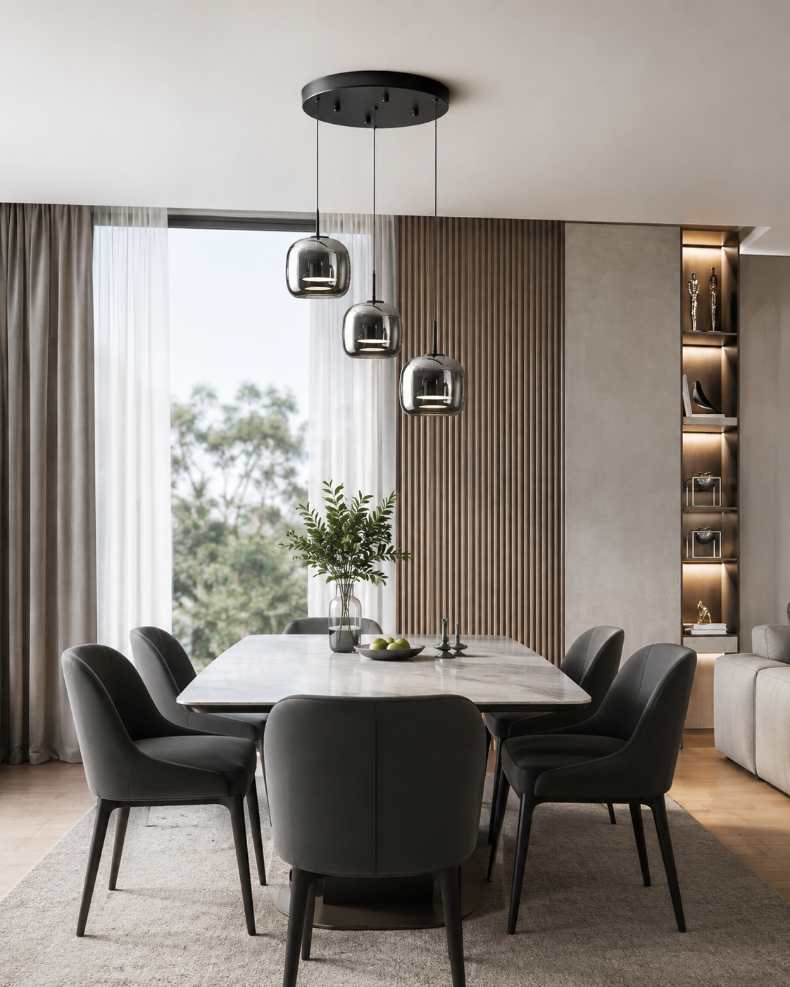 Modern Glass Trio Pendant Light