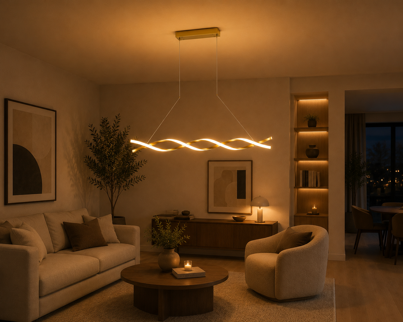 LUXEGLOW Infinity Wave LED Pendant Light
