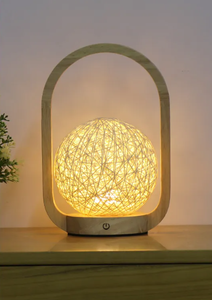 Modern Rattan LED Table Lamp | Dimmable Rechargeable Bedside & Ambient Light