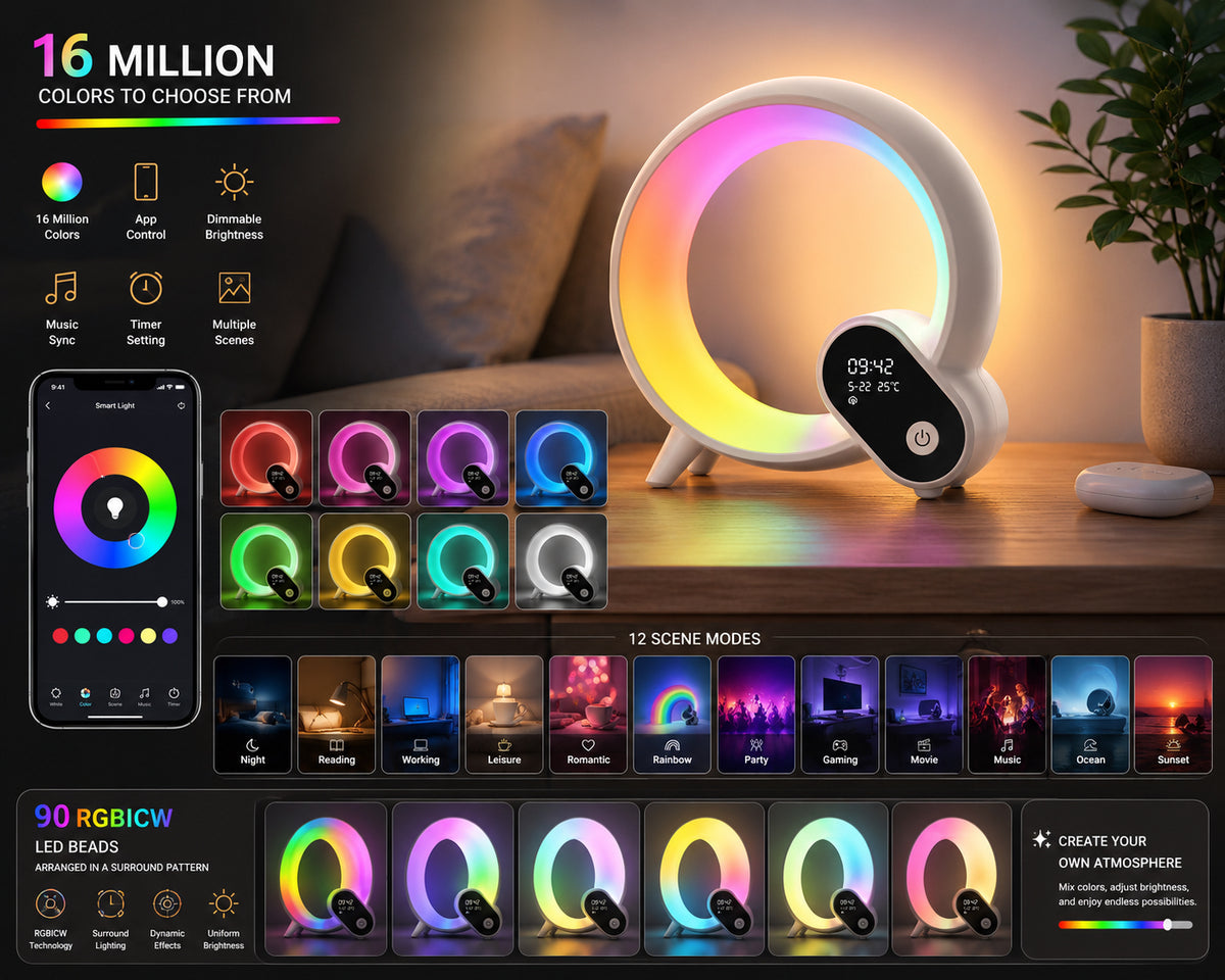 Smart Sunrise Alarm Clock & RGB Bluetooth Speaker