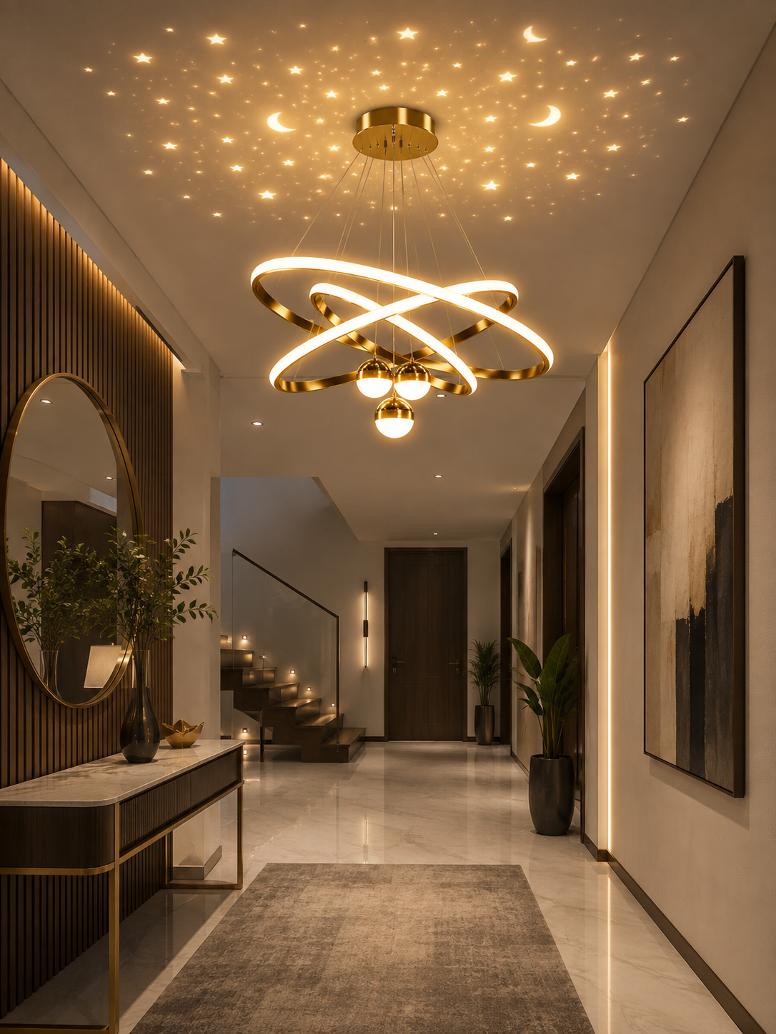 Modern 3- Ring LED Chandelier