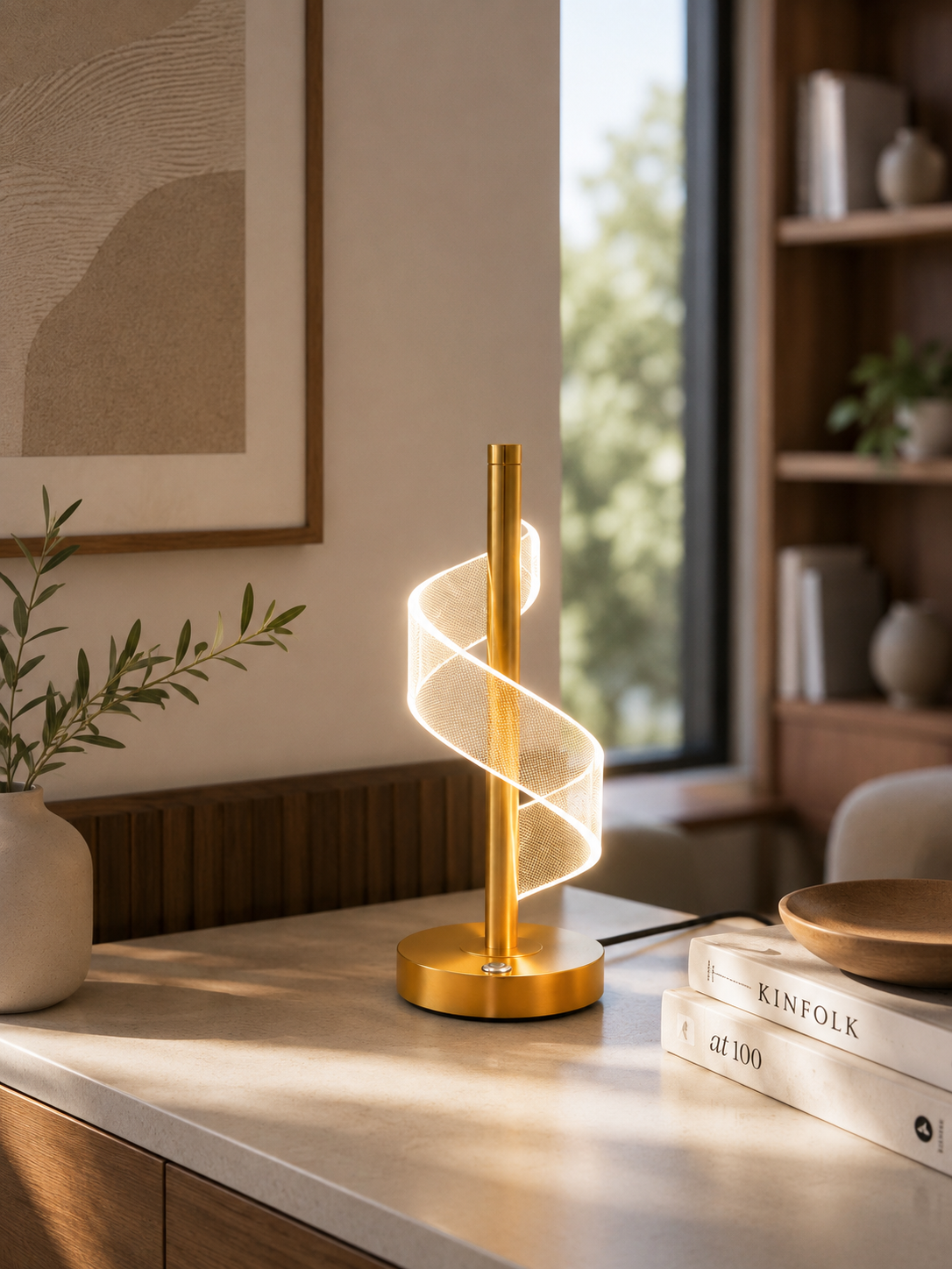 Modern Spiral LED Table Lamp | Minimalist Dimmable Bedside Light for Home & Office