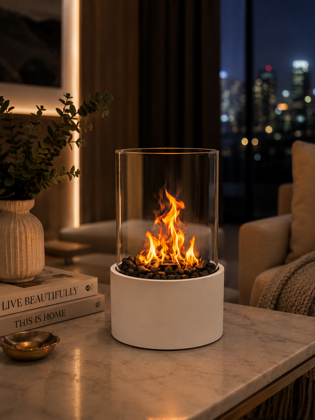 Portable Fireplace Flame LED Table Lamp | Modern Ambient Night Light for Home Décor
