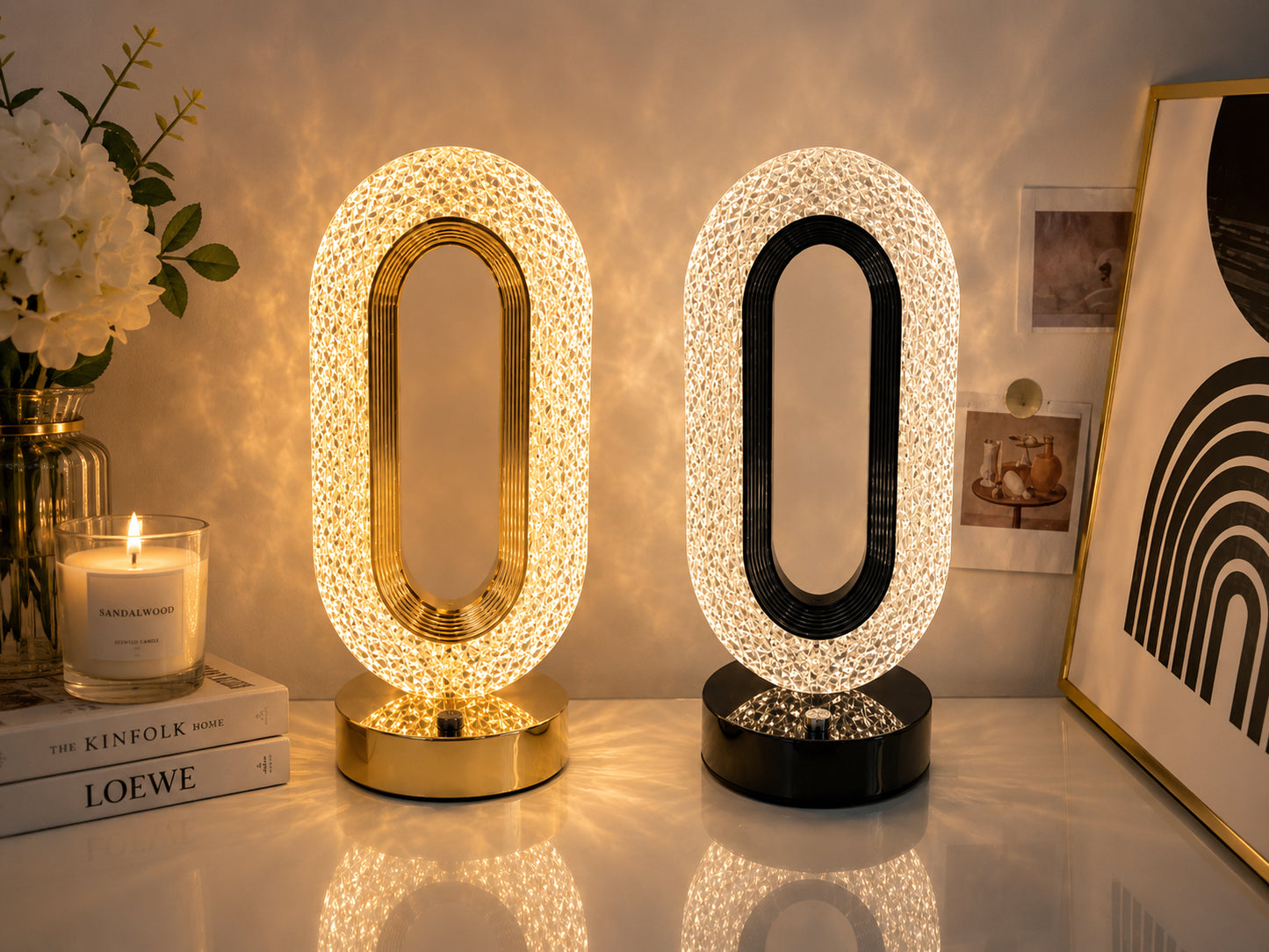 Crystal Touch LED Table Lamp – Modern Dimmable Bedside Light