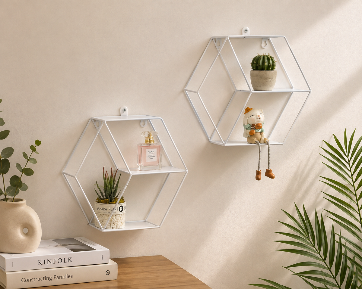 HexaFrame Modern Geometric Wall Shelf
