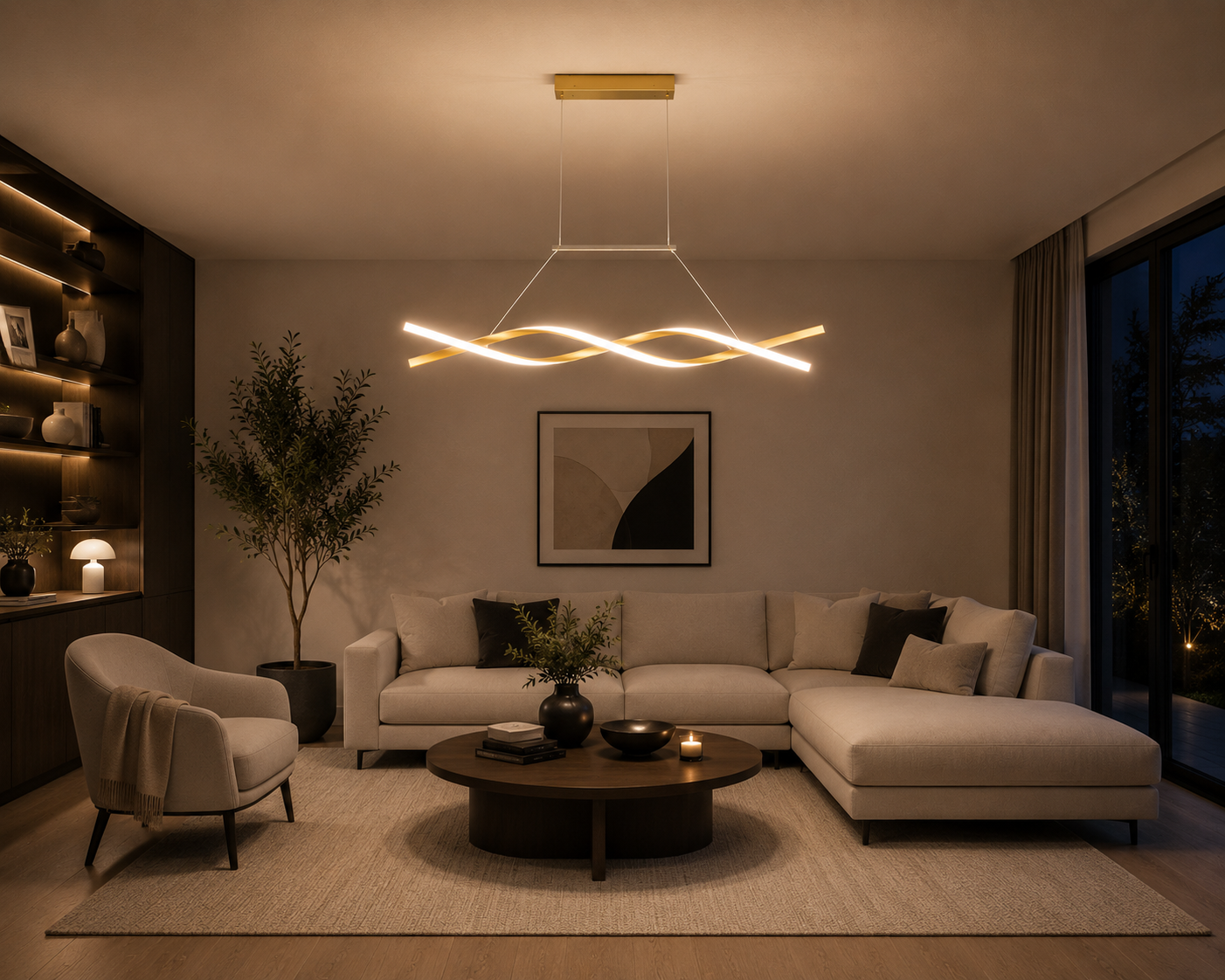LUXEGLOW Infinity Wave LED Pendant Light