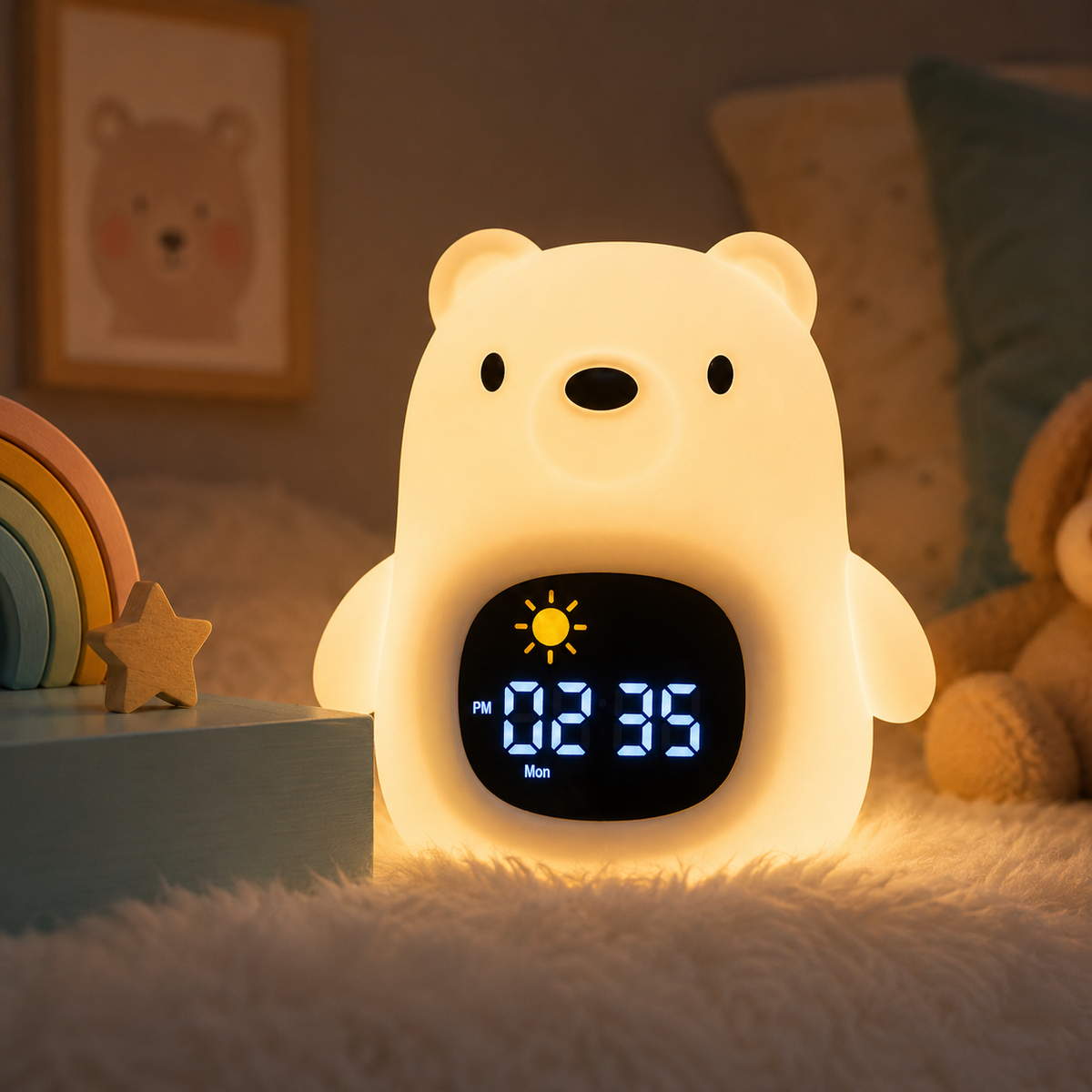 Cute LED Alarm Clock Night Light