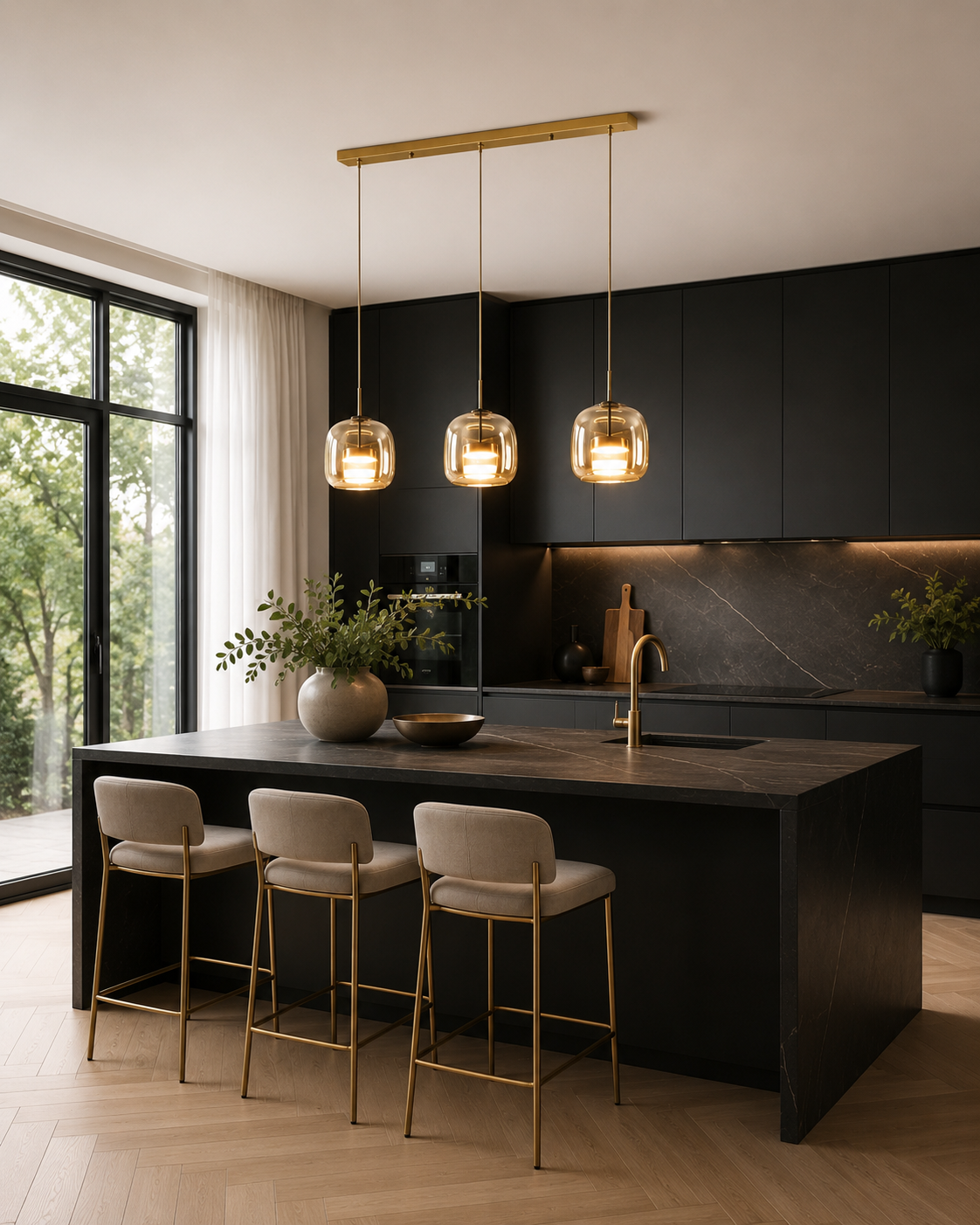 Modern Glass Trio Pendant Light