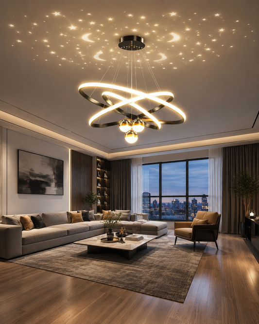 Modern 3- Ring LED Chandelier