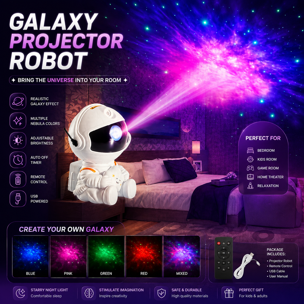 Astronaut Star Projector Lamp