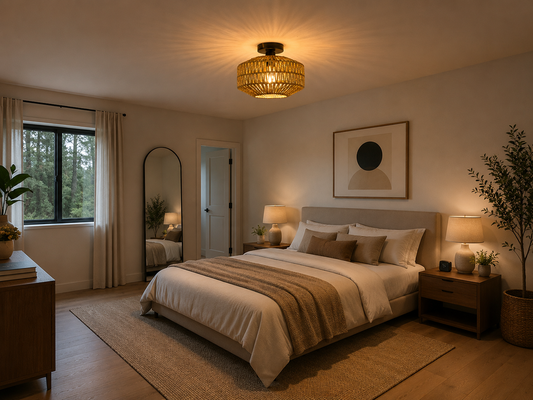 Modern Rattan Flush Mount Ceiling Light