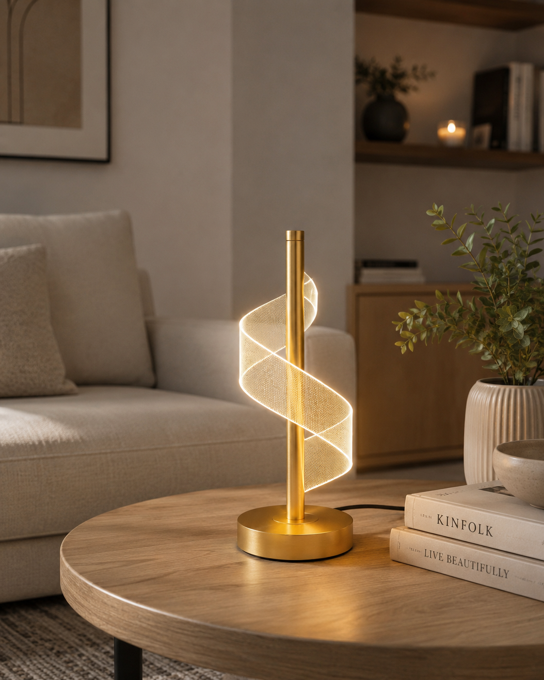 Modern Spiral LED Table Lamp | Minimalist Dimmable Bedside Light for Home & Office
