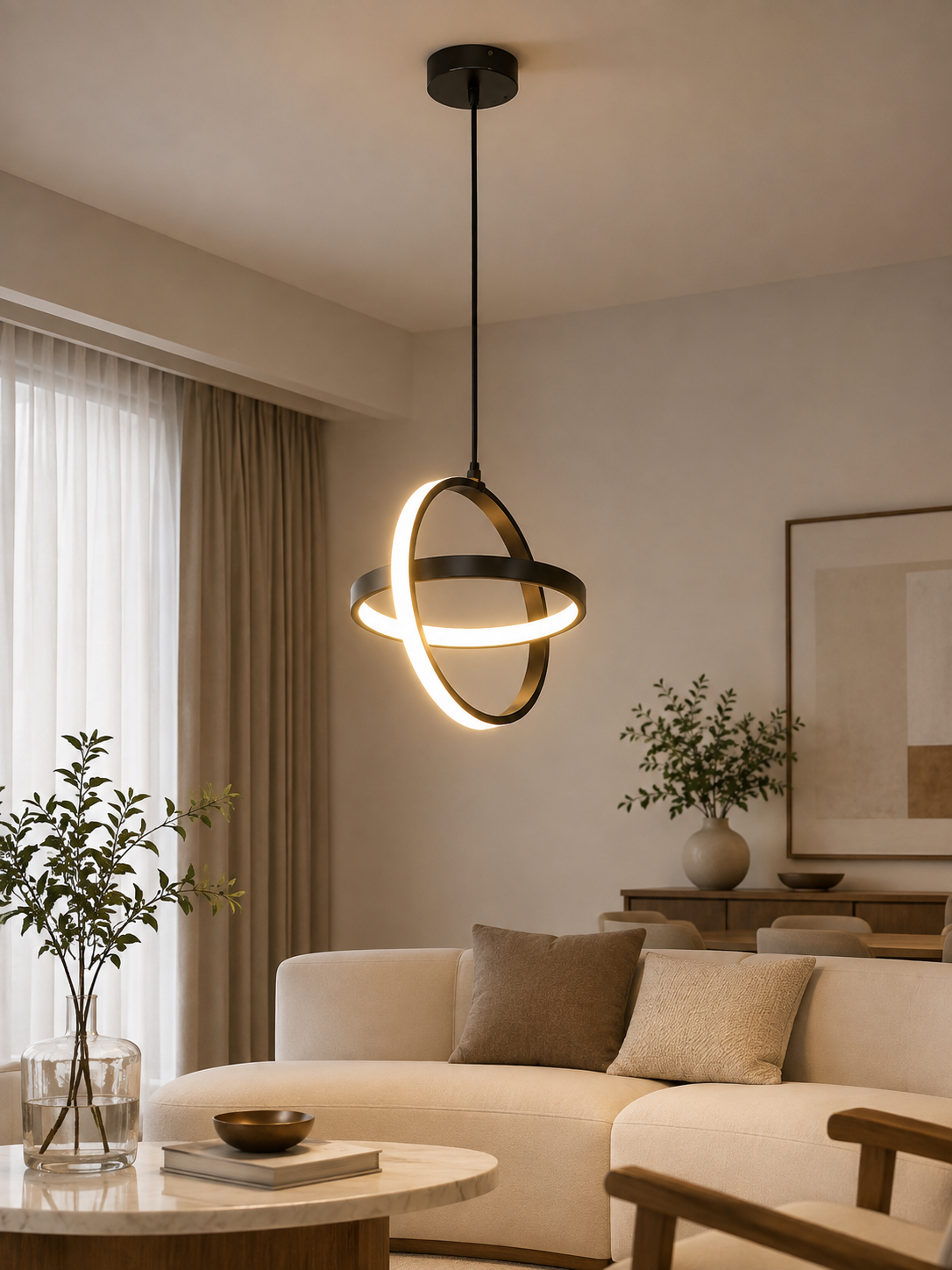 Nordic Modern LED Pendant Light | Minimalist Hanging Ceiling Lamp for Kitchen, Dining Room & Living Space