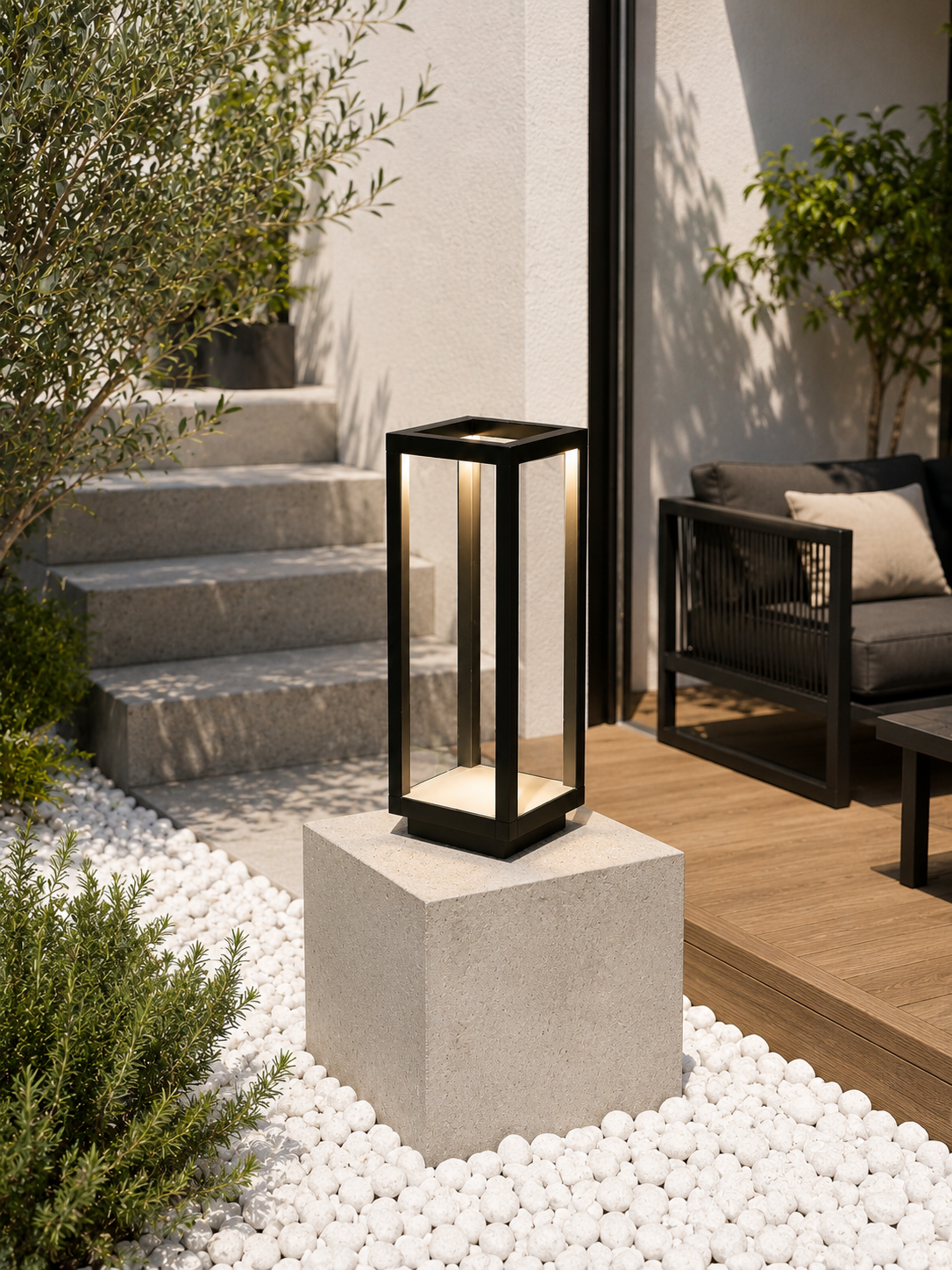 Modern Rechargeable LED Outdoor Table Lamp | Waterproof Dimmable Cordless Lantern for Indoor & Outdoor Use