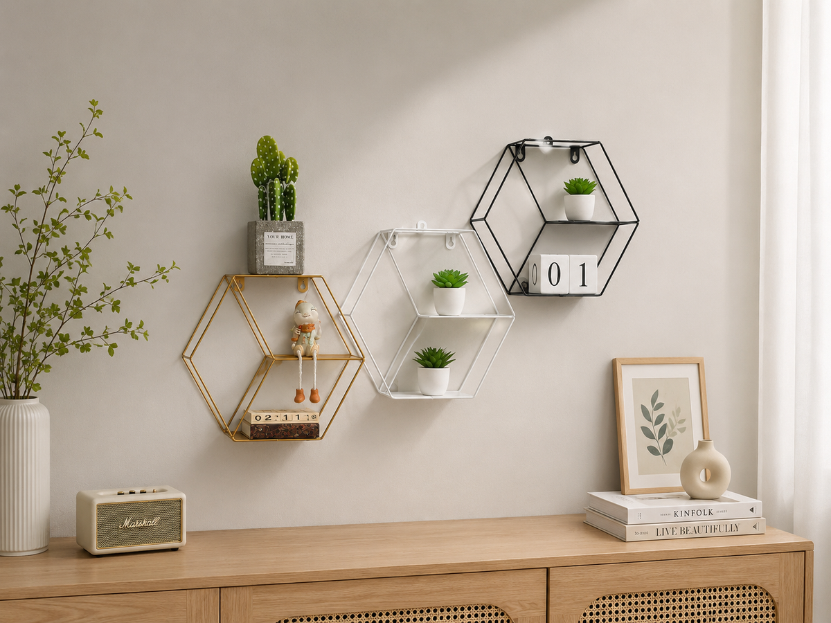 HexaFrame Modern Geometric Wall Shelf