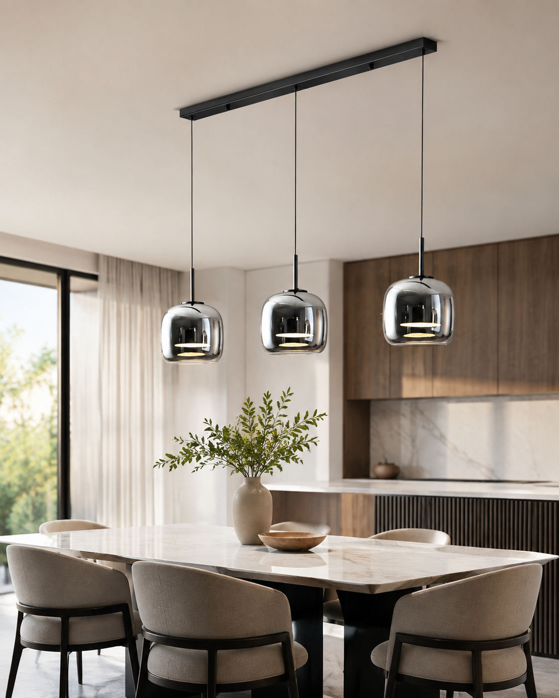 Modern Glass Trio Pendant Light