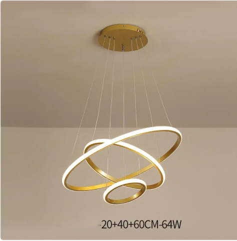 Modern LED Ring Chandelier – Dimmable Smart Ceiling Light with Remote Control