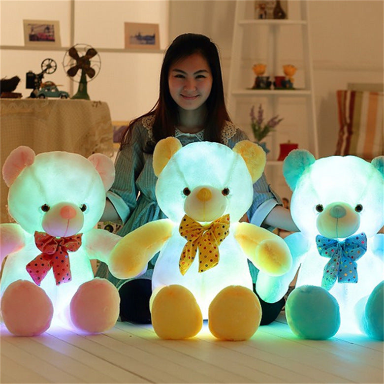 Illuminated Colorful Bow Tie Bear Music Toy
