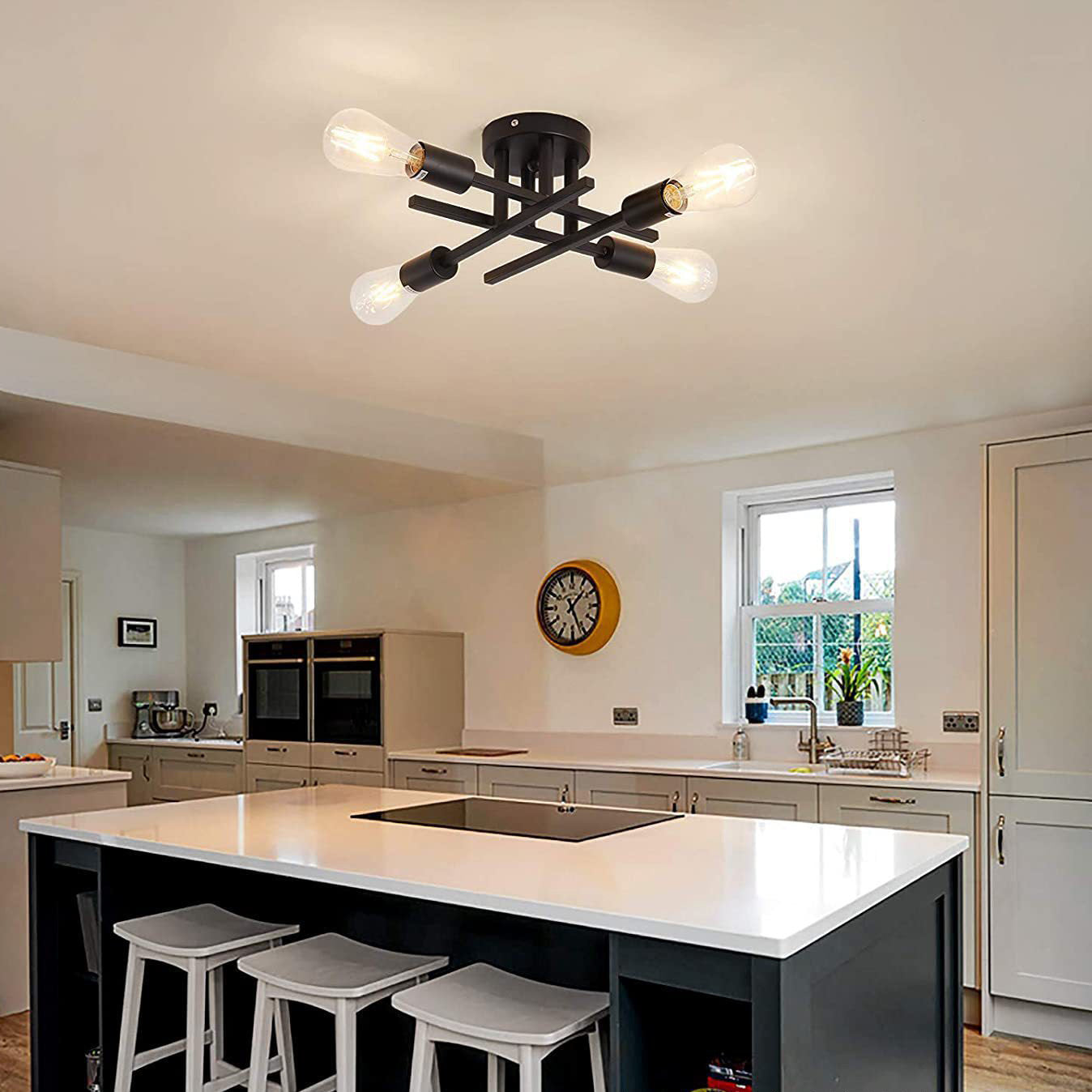 Vintage Black Iron Ceiling Light