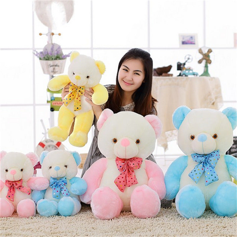 Illuminated Colorful Bow Tie Bear Music Toy