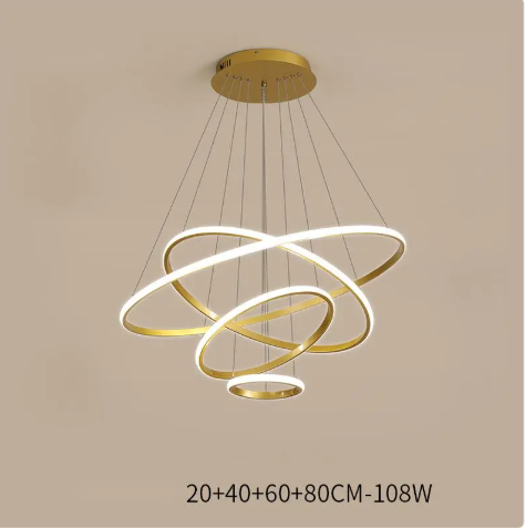 Modern LED Ring Chandelier – Dimmable Smart Ceiling Light with Remote Control